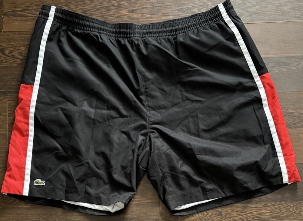 Lacoste Sport Shorts Men 4XL FR 9 Rare Black Red Colorblock